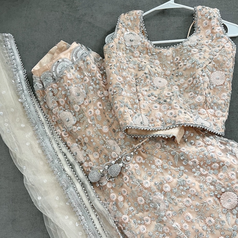 3 pc sequin and embroidered lehenga choli with dupatta